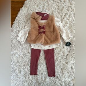 Adorable Baby Outfit with Faux Fur Vest
